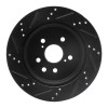R1 06-20 Lexus IS250 Rear Right Drilled & Slotted Black Brake Rotor