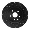 R1 06-20 Lexus GS300 Rear Left Drilled & Slotted Black Brake Rotor
