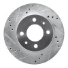 R1 00-02 Hyundai Accent Front Left Drilled & Slotted Silver Brake Rotor