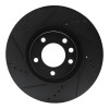 R1 11-18 Porsche Cayenne Right Front Drilled & Slotted Black Brake Rotor