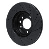 R1 03-18 Porsche Cayenne Left Front Drilled & Slotted Black Brake Rotor