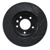 R1 03-18 Porsche Cayenne Left Front Drilled & Slotted Black Brake Rotor