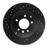 R1 03-18 Audi Q7 Rear Right Drilled & Slotted Black Brake Rotor