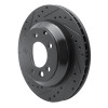 R1 03-18 Audi Q7 Rear Left Drilled & Slotted Black Brake Rotor