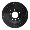 R1 03-18 Audi Q7 Rear Left Drilled & Slotted Black Brake Rotor