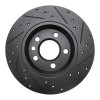 R1 01-03 Volkswagen EuroVan Rear Left Drilled & Slotted Black Brake Rotor