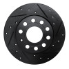 R1 05-13 Audi A3 Rear Right Drilled & Slotted Black Brake Rotor