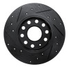 R1 05-13 Audi A3 Rear Right Drilled & Slotted Black Brake Rotor
