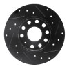 R1 05-13 Audi A3 Rear Left Drilled & Slotted Black Brake Rotor