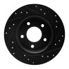 R1 04-13 Mazda 3 Rear Left Drilled & Slotted Black Brake Rotor