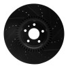 R1 12-18 Audi A7 Quattro Front Left Drilled & Slotted Black Brake Rotor