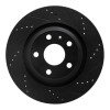 R1 08-15 Audi TT Quattro RS Rear Right Drilled & Slotted Black Brake Rotor