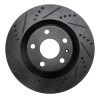 R1 08-15 Audi TTS Quattro Rear Left Drilled & Slotted Black Brake Rotor