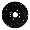 R1 01-05 Mazda Miata Rear Right Drilled & Slotted Black Brake Rotor