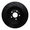 R1 07-11 Audi S6 Rear Left Drilled & Slotted Black Brake Rotor
