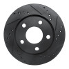 R1 00-02 Audi S4 Rear Right Drilled & Slotted Black Brake Rotor