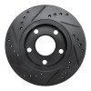 R1 00-02 Audi S4 Rear Right Drilled & Slotted Black Brake Rotor