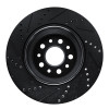 R1 14-16 Maserati Ghibli Rear Right Drilled & Slotted Black Brake Rotor
