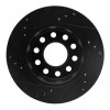 R1 90-97 Audi S4 Rear Right Drilled & Slotted Black Brake Rotor