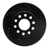 R1 90-97 Audi S4 Rear Right Drilled & Slotted Black Brake Rotor