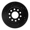 R1 90-97 Audi S4 Rear Left Drilled & Slotted Black Brake Rotor