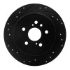 R1 08-13 Toyota Highlander Rear Left Drilled & Slotted Black Brake Rotor
