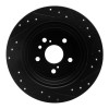 R1 08-13 Toyota Highlander Rear Left Drilled & Slotted Black Brake Rotor