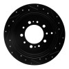 R1 07-22 Lexus LX570 Rear Left Drilled & Slotted Black Brake Rotor