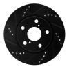 R1 06-18 Lexus HS250H Front Left Drilled & Slotted Black Brake Rotor