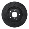 R1 04-11 Mitsubishi Endeavor Front Right Drilled & Slotted Black Brake Rotor