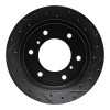 R1 00-06 Mitsubishi Montero Rear Right Drilled & Slotted Black Brake Rotor