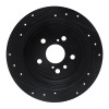 R1 04-09 Lexus RX330 Rear Right Drilled & Slotted Black Brake Rotor