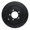 R1 08-15 Mitsubishi Lancer Rear Right Drilled & Slotted Black Brake Rotor