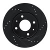 R1 04-04 Mitsubishi Lancer Front Right Drilled & Slotted Black Brake Rotor