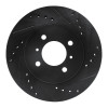 R1 98-07 Mitsubishi Lancer Front Right Drilled & Slotted Black Brake Rotor