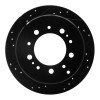 R1 98-07 Lexus LX470 Rear Left Drilled & Slotted Black Brake Rotor