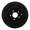 R1 09-24 Infiniti Q70L Rear Right Drilled & Slotted Black Brake Rotor