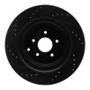 R1 09-24 Infiniti Q70L Rear Right Drilled & Slotted Black Brake Rotor