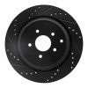 R1 09-24 Infiniti Q70L Rear Left Drilled & Slotted Black Brake Rotor