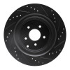R1 09-24 Infiniti Q70L Rear Left Drilled & Slotted Black Brake Rotor