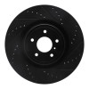 R1 08-25 Infiniti Q50 Front Right Drilled & Slotted Black Brake Rotor