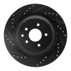 R1 08-25 Infiniti Q60 Rear Left Drilled & Slotted Black Brake Rotor
