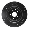 R1 08-25 Infiniti Q60 Rear Left Drilled & Slotted Black Brake Rotor