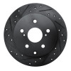 R1 09-13 Pontiac Vibe Rear Left Drilled & Slotted Black Brake Rotor