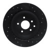 R1 03-08 Infiniti G35 Rear Left Drilled & Slotted Black Brake Rotor