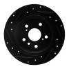 R1 07-12 Lexus ES350 Rear Right Drilled & Slotted Black Brake Rotor