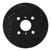R1 99-05 Toyota Echo Front Right Drilled & Slotted Black Brake Rotor