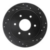 R1 04-15 Infiniti QX56 Rear Right Drilled & Slotted Black Brake Rotor