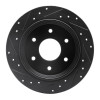 R1 04-15 Infiniti QX56 Rear Right Drilled & Slotted Black Brake Rotor