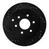 R1 05-25 Nissan Frontier Rear Left Drilled & Slotted Black Brake Rotor
